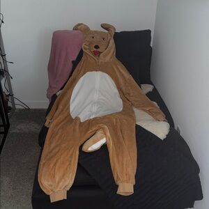 Fashion Nova Tan Plush Dog Costume Onesie